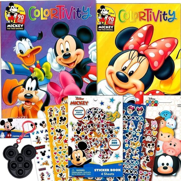Classic Mickey and Minnie Mouse Activity Coloring Books Bundle with Stickers fo - Picture 1 of 6